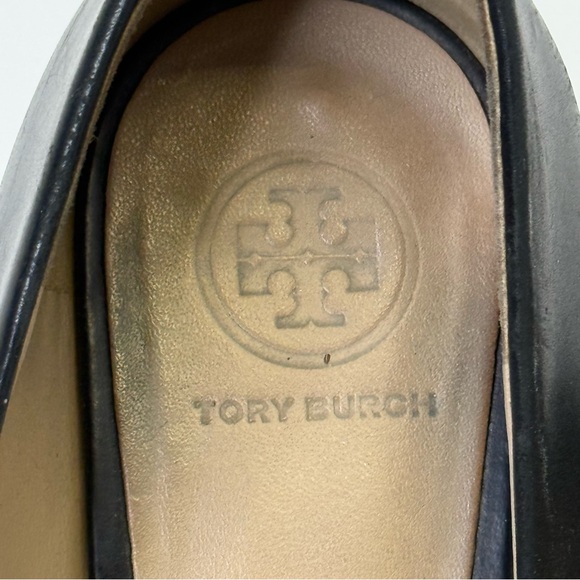 Tory Burch Black and Gold 3 Inch Block Heel with T Signature Logo - Picture 9 of 11